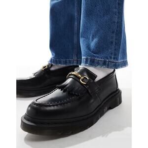 Dr. Martens Women's Adrian Snaffle Smooth Black Leather Kiltie Loafers Size 8